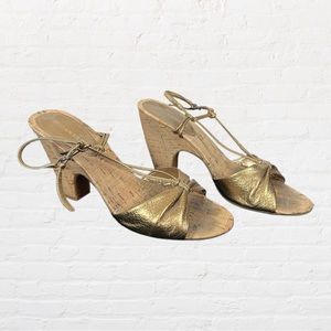 Bronze Cork Heel Enzo Angiolini Block Heels, Size 8.5